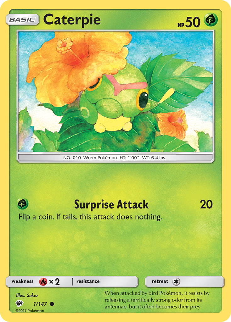 Caterpie – Burning Shadows 1/147 Pokémon card