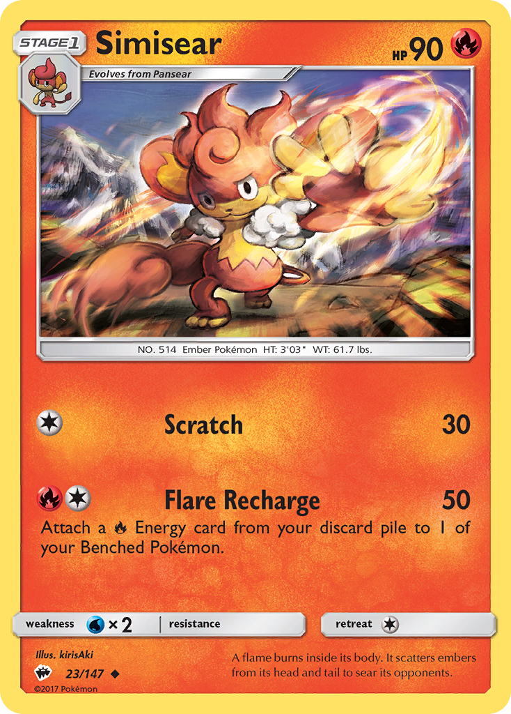 Simisear – Burning Shadows 23/147 Pokémon card