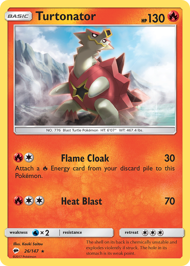 Turtonator – Burning Shadows 26/147 Pokémon card