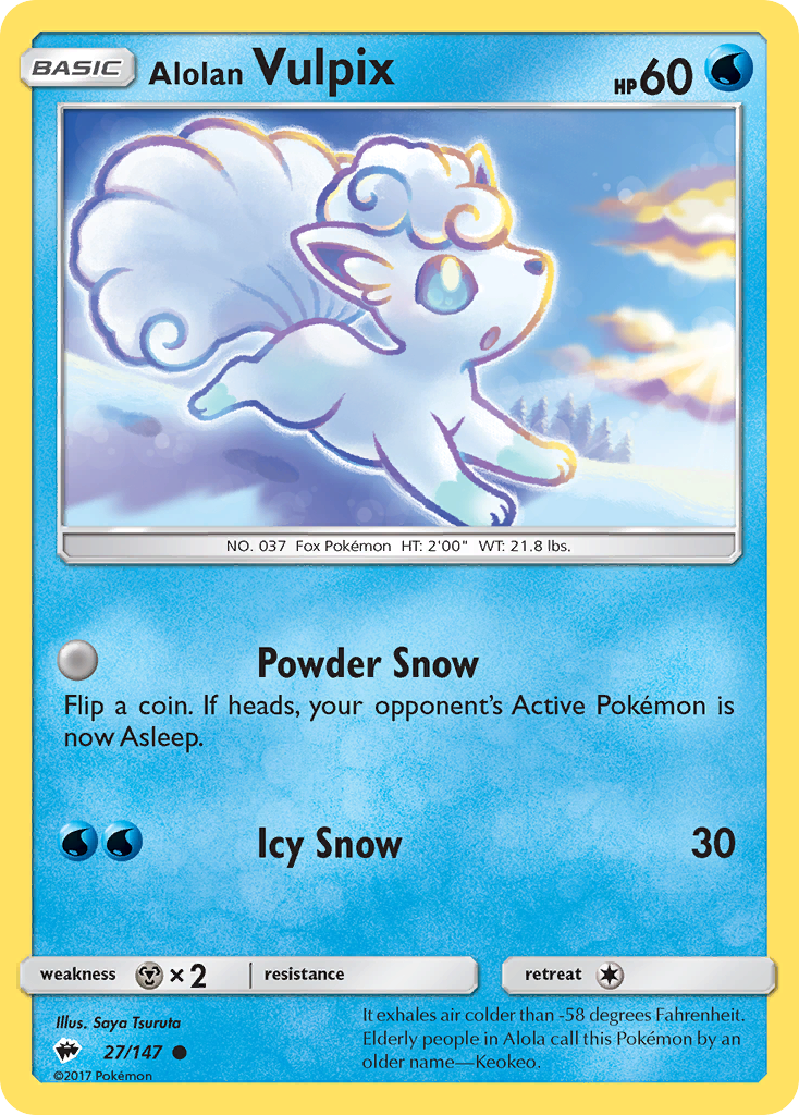 Alolan Vulpix – Burning Shadows 27/147 Pokémon card