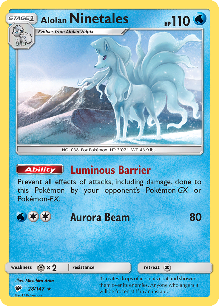 Alolan Ninetales – Burning Shadows 28/147 Pokémon card