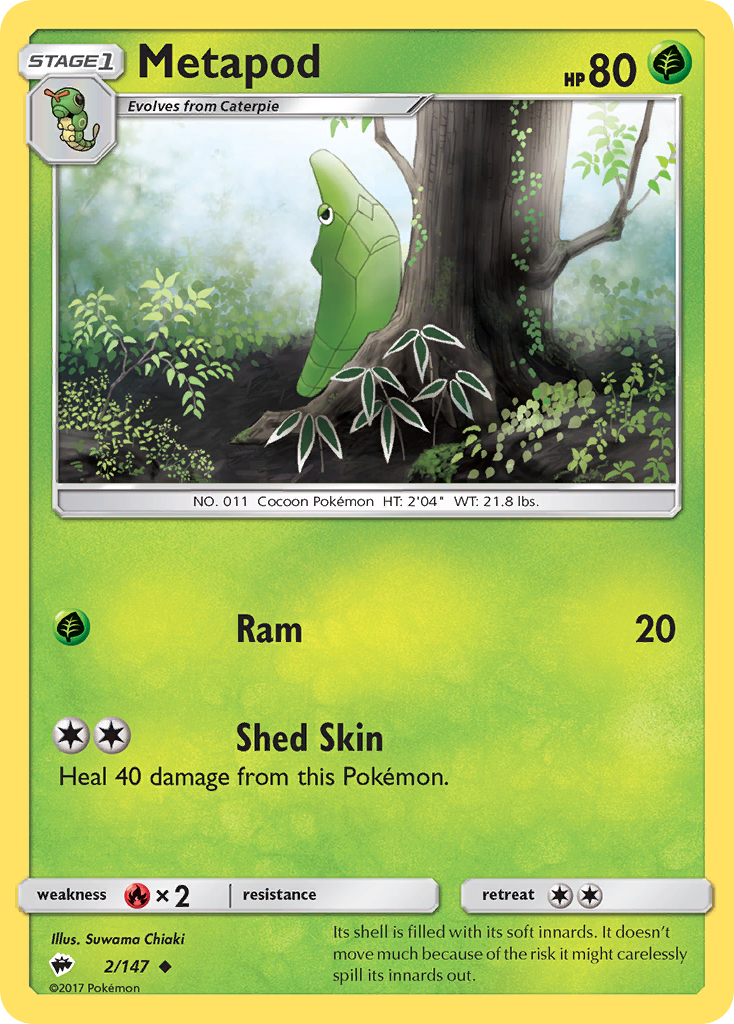 Metapod – Burning Shadows 2/147 Pokémon card