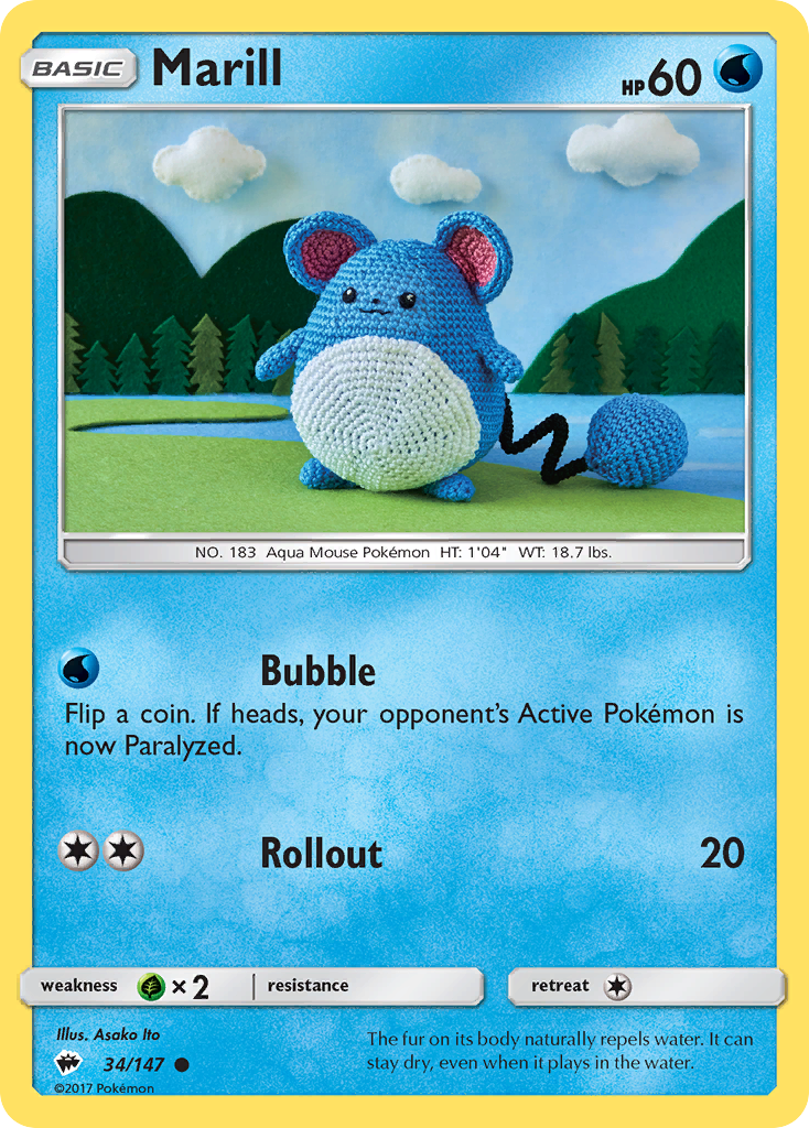 Marill – Burning Shadows 34/147 Pokémon card