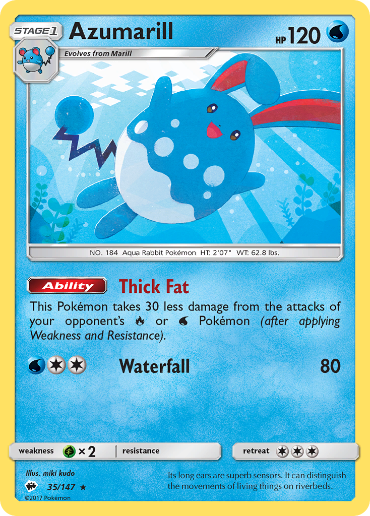 Azumarill – Burning Shadows 35/147 Pokémon card