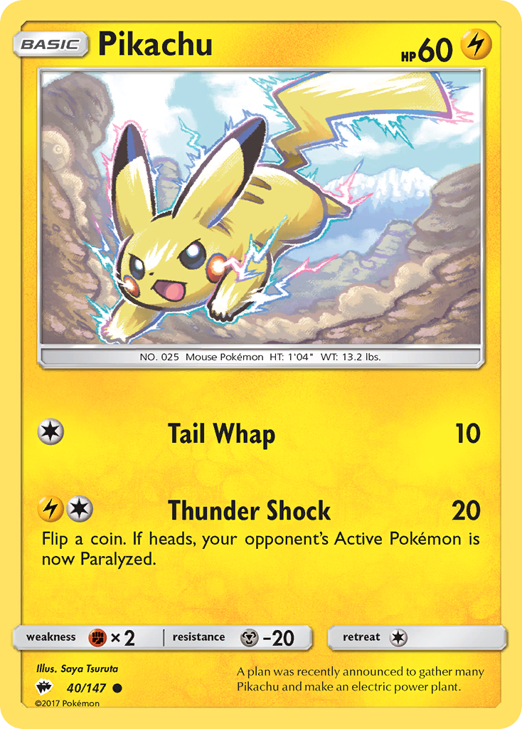 Pikachu – Burning Shadows 40/147 Pokémon card