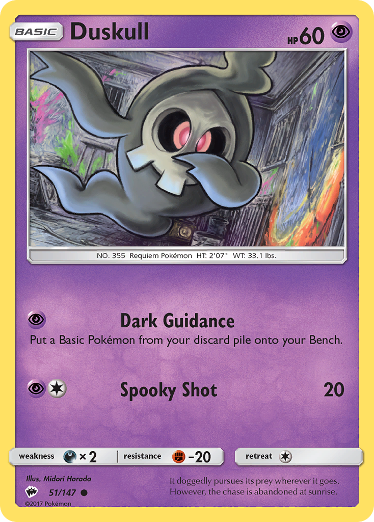 Duskull – Burning Shadows 51/147 Pokémon card