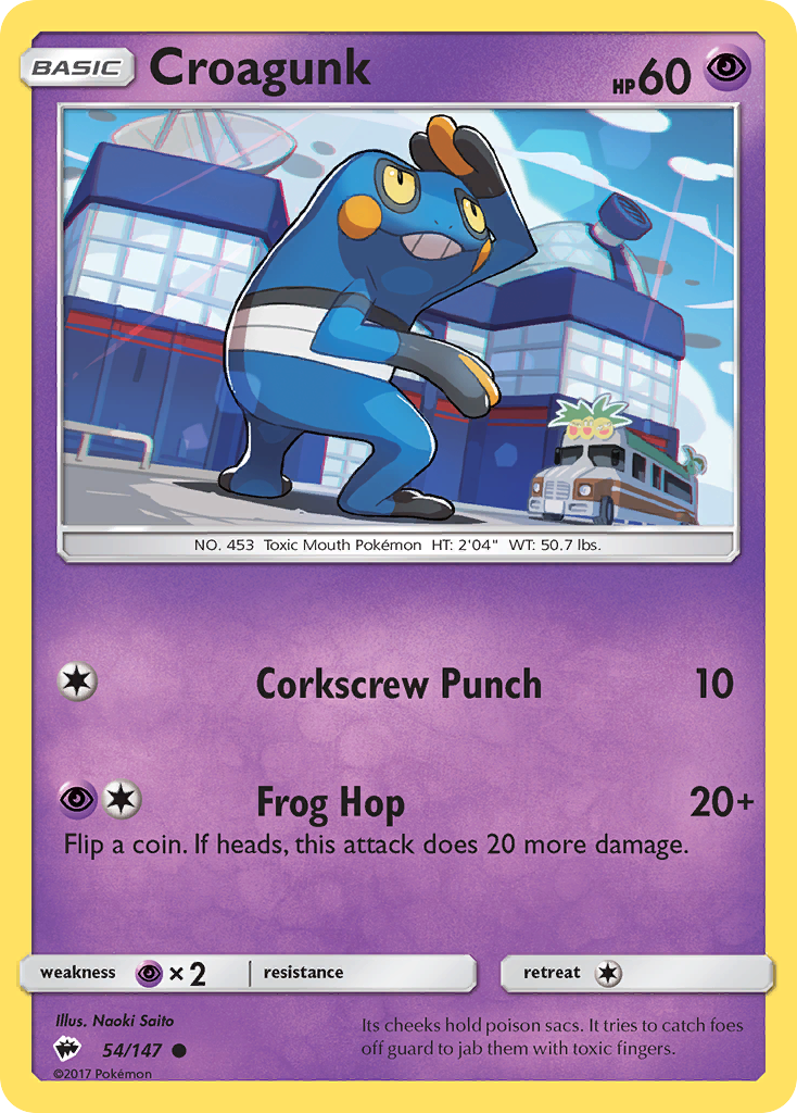 Croagunk – Burning Shadows 54/147 Pokémon card
