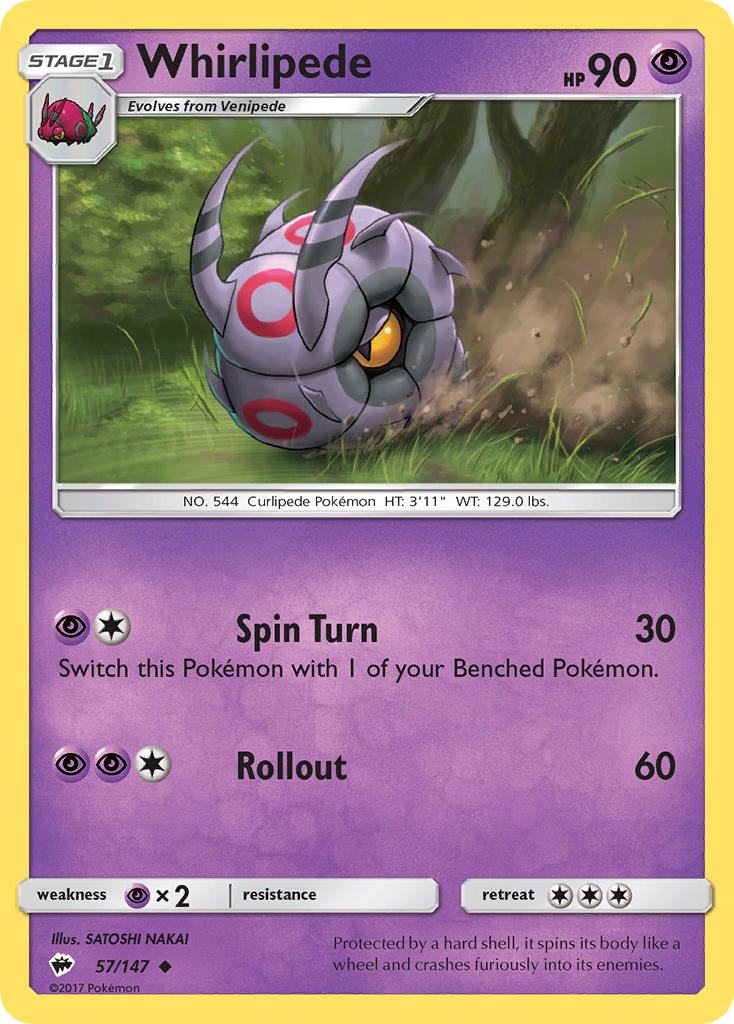 Whirlipede – Burning Shadows 57/147 Pokémon card