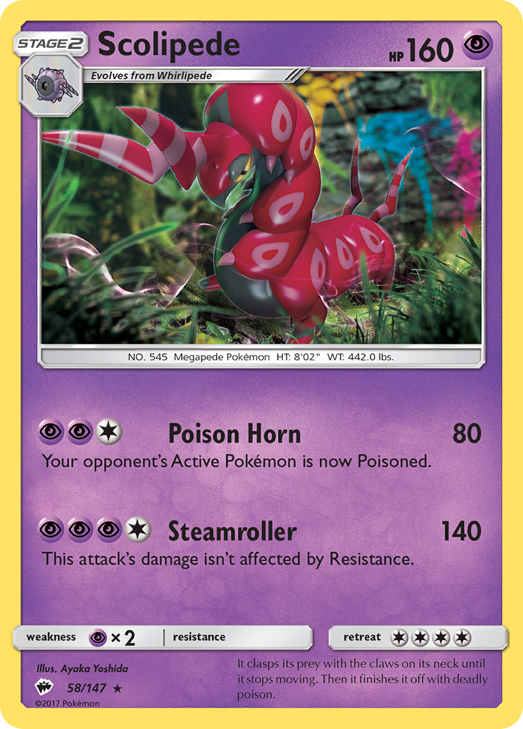 Scolipede – Burning Shadows 58/147 Pokémon card