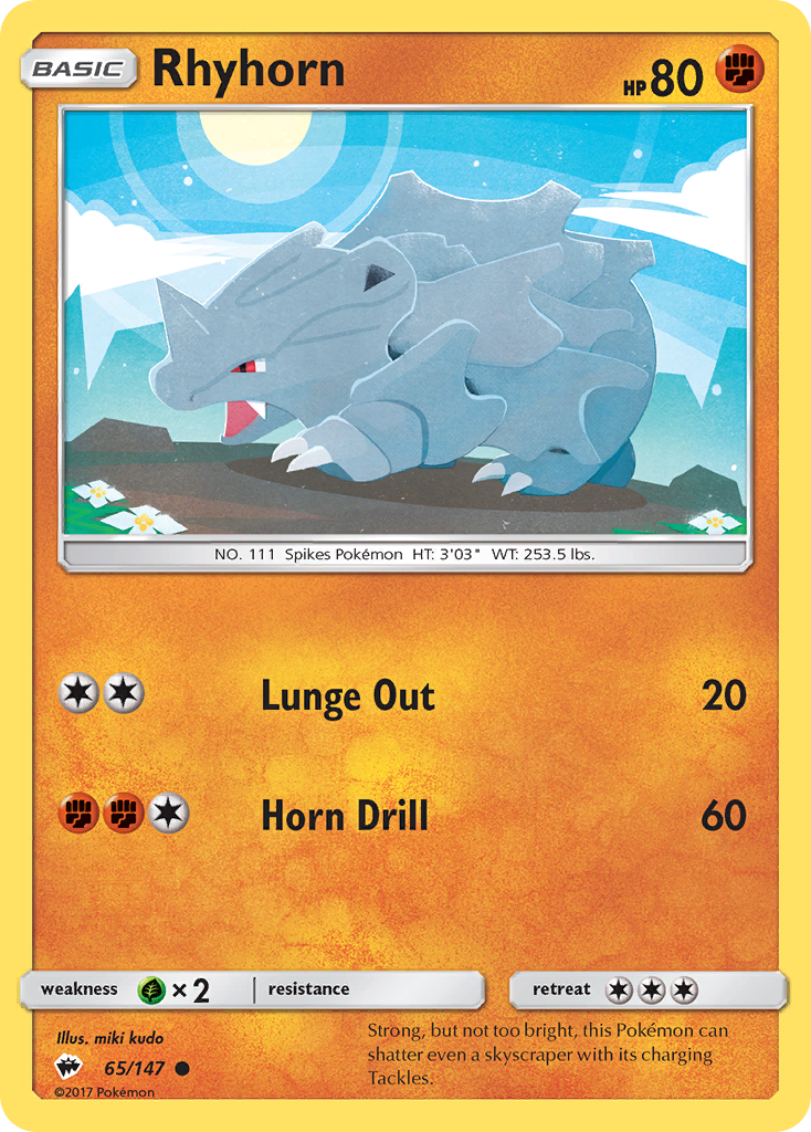 Rhyhorn – Burning Shadows 65/147 Pokémon card