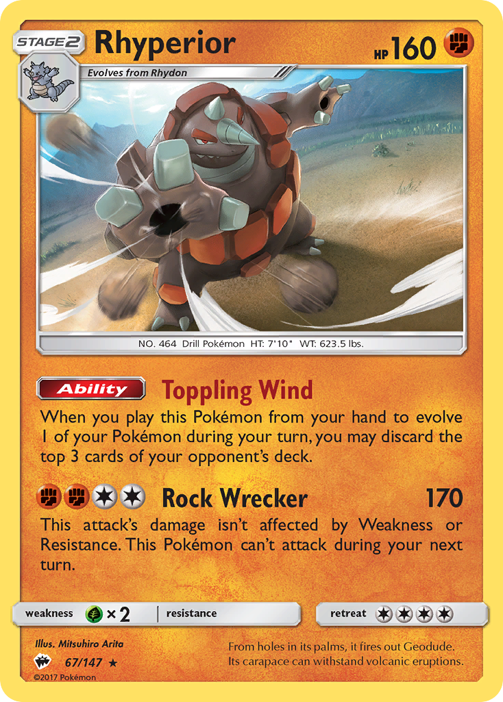 Rhyperior – Burning Shadows 67/147 Pokémon card