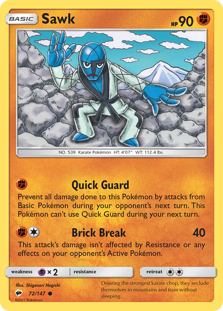 Sawk – Burning Shadows 72/147 Pokémon card