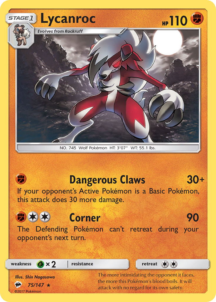 Lycanroc – Burning Shadows 75/147 Pokémon card