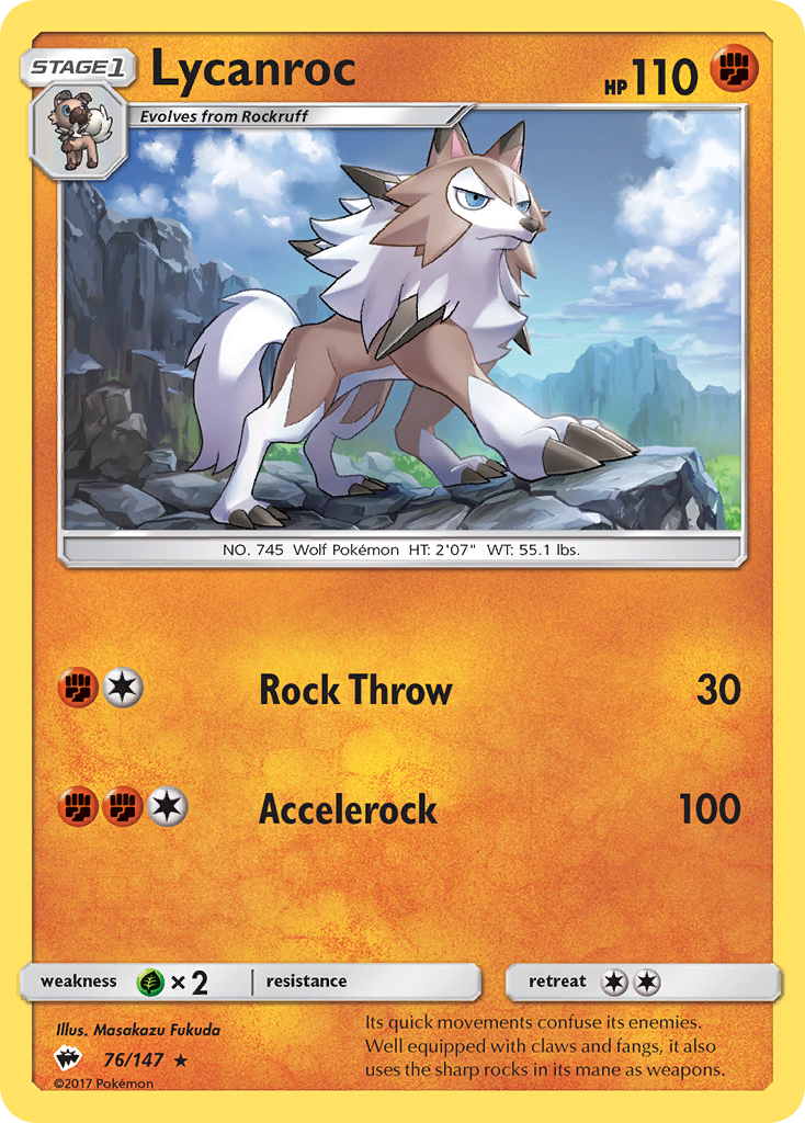 Lycanroc – Burning Shadows 76/147 Pokémon card
