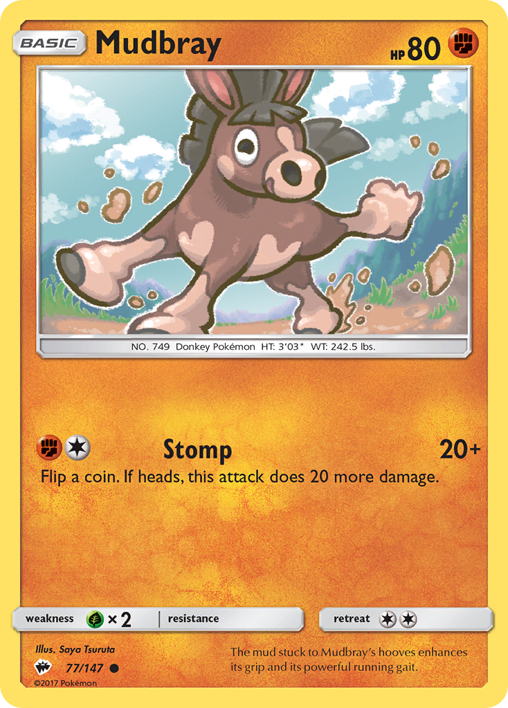 Mudbray – Burning Shadows 77/147 Pokémon card