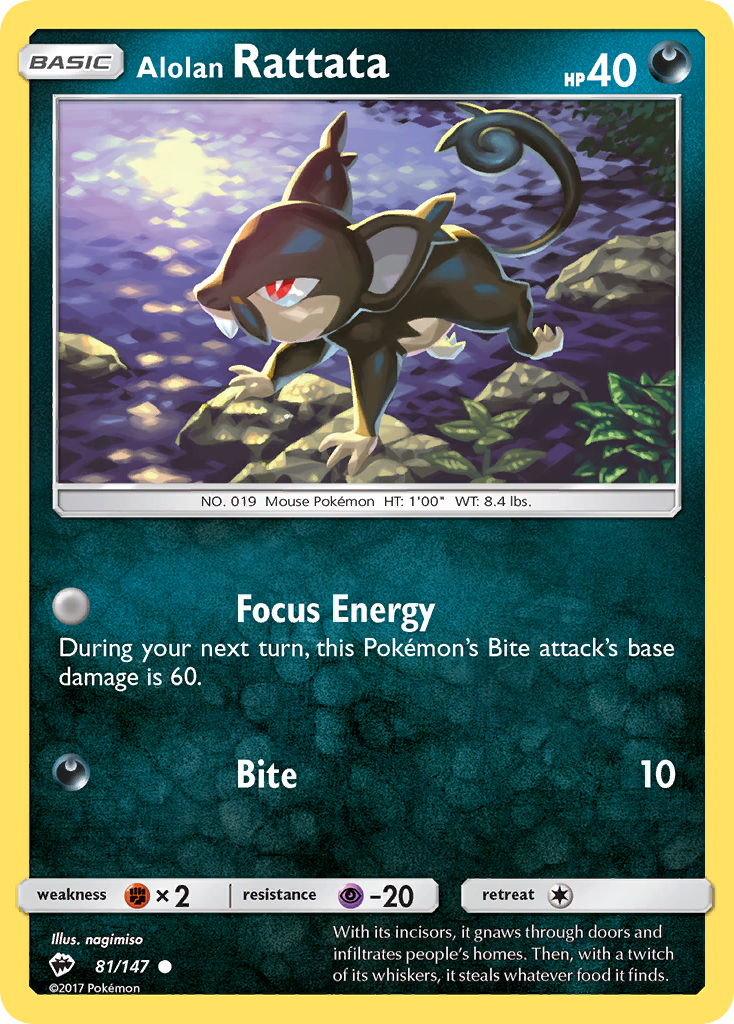 Alolan Rattata – Burning Shadows 81/147 Pokémon card
