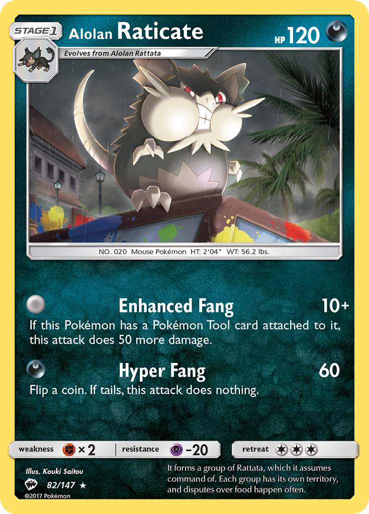 Alolan Raticate – Burning Shadows 82/147 Pokémon card