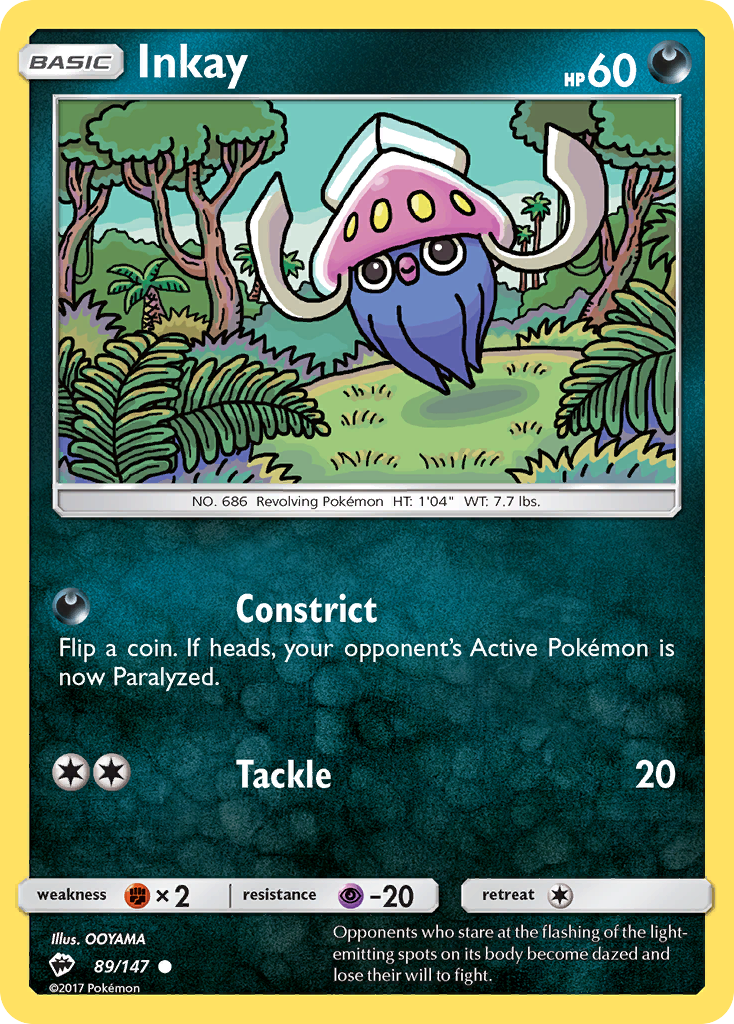 Inkay – Burning Shadows 89/147 Pokémon card