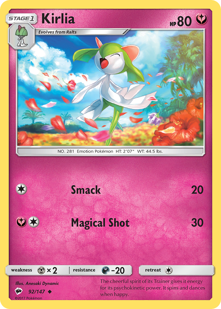 Kirlia – Burning Shadows 92/147 Pokémon card