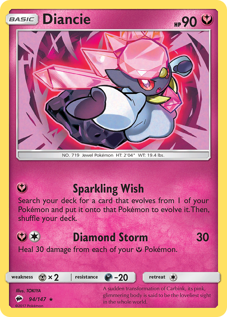 Diancie – Burning Shadows 94/147 Pokémon card