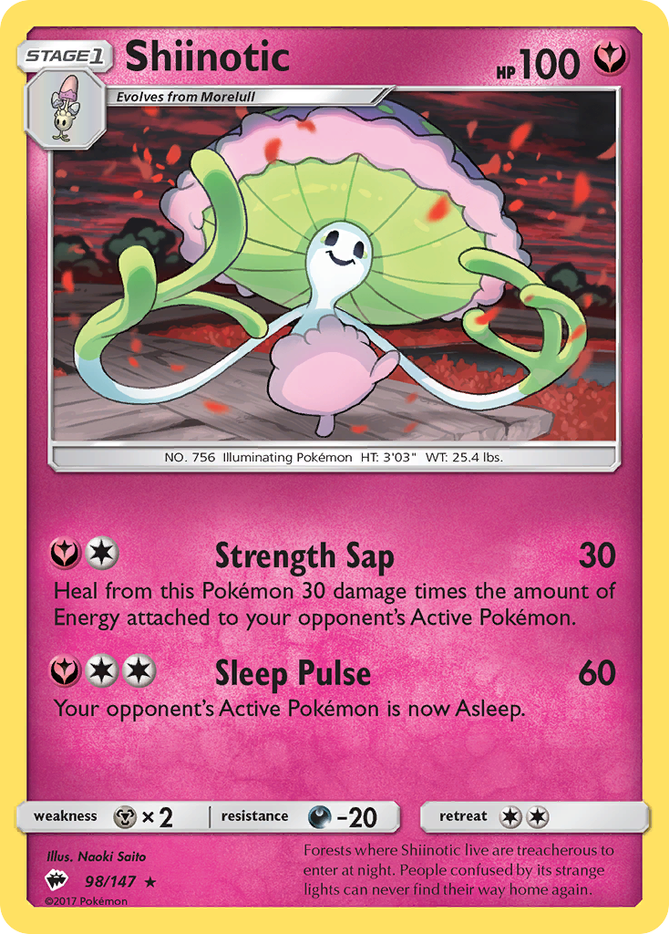 Shiinotic – Burning Shadows 98/147 Pokémon card