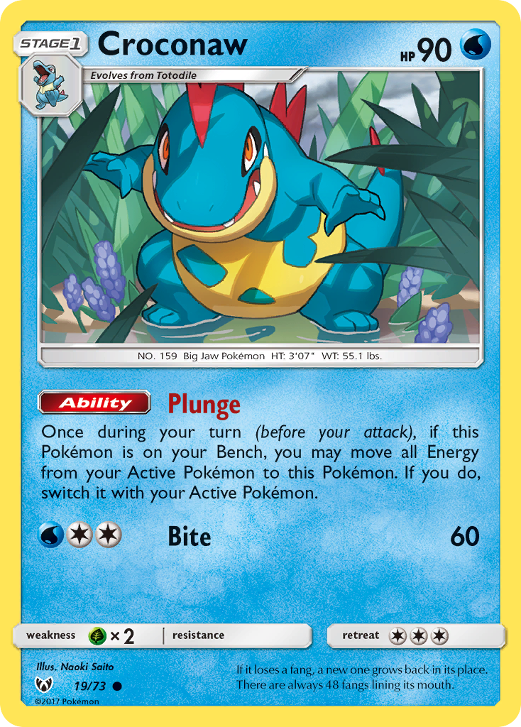 Croconaw – Shining Legends 19/73 Pokémon card