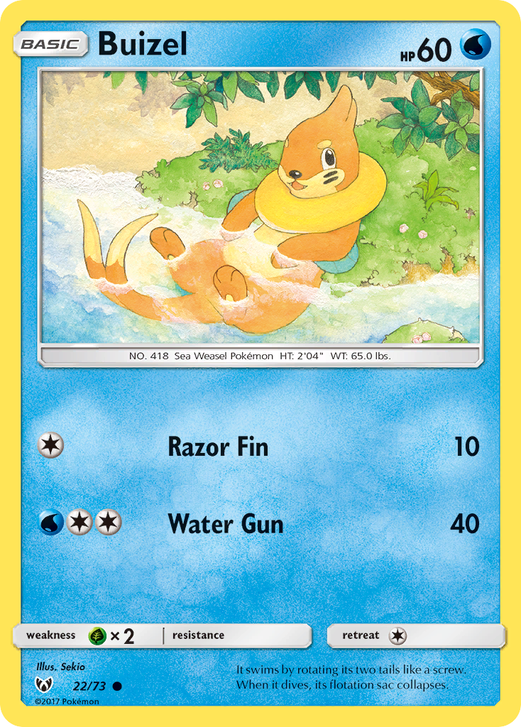 Buizel – Shining Legends 22/73 Pokémon card