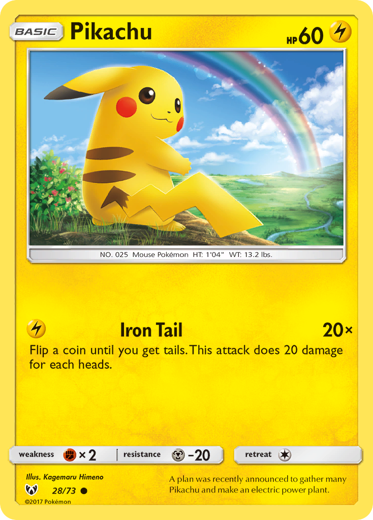 Pikachu – Shining Legends 28/73 Pokémon card