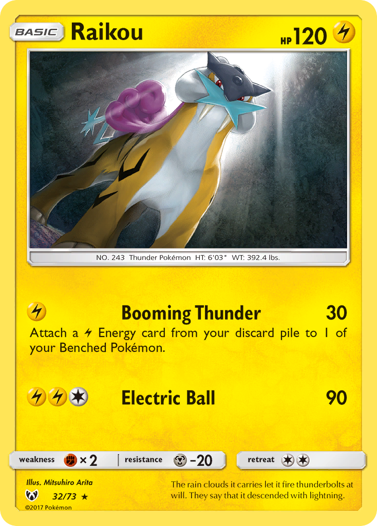 Raikou – Shining Legends 32/73 Pokémon card