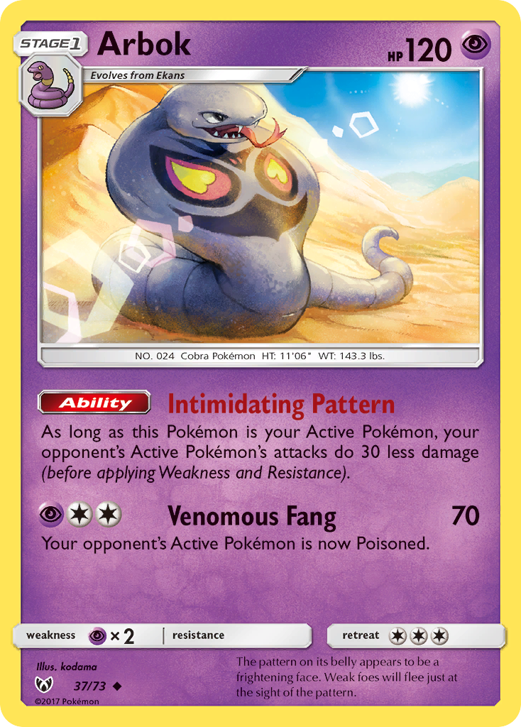 Arbok – Shining Legends 37/73 Pokémon card