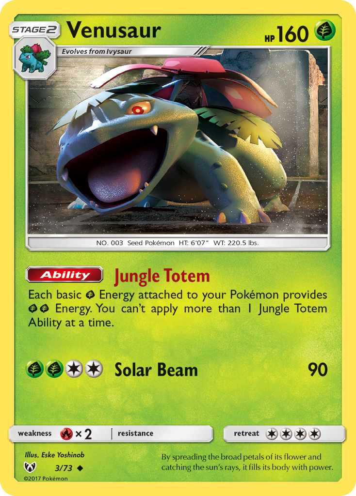 Venusaur – Shining Legends 3/73 Pokémon card