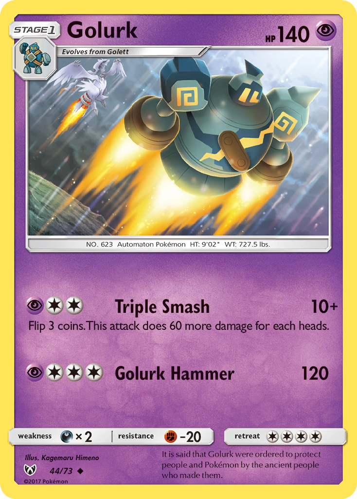 Golurk – Shining Legends 44/73 Pokémon card