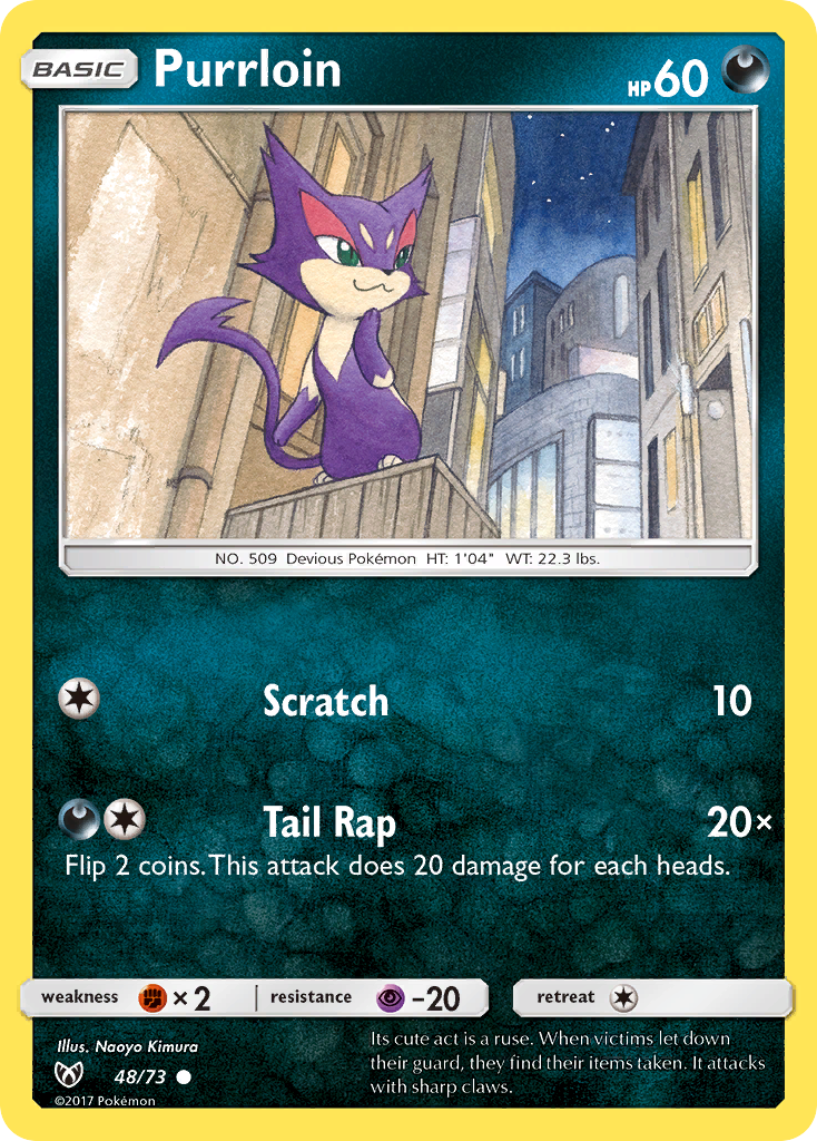 Purrloin – Shining Legends 48/73 Pokémon card