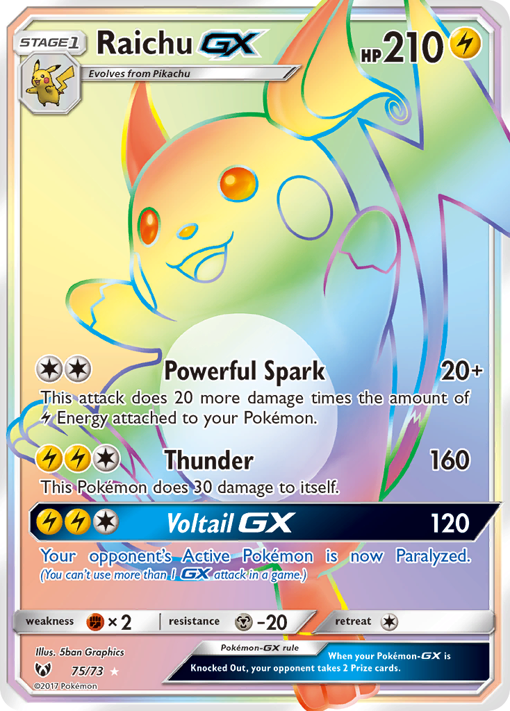 Raichu-GX – Shining Legends 75/73 Pokémon card