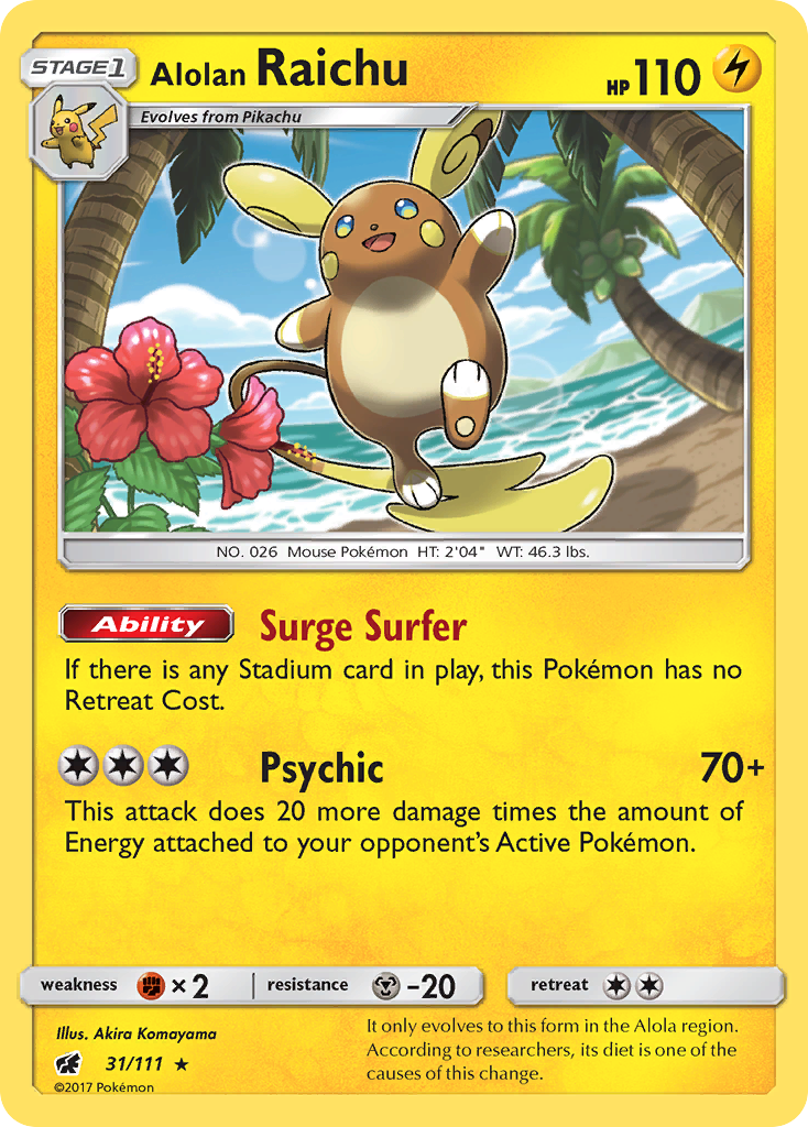 Alolan Raichu – Crimson Invasion 31/111 Pokémon card