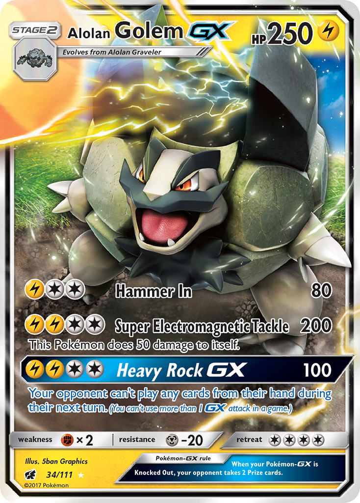 Alolan Golem-GX – Crimson Invasion 34/111 Pokémon card
