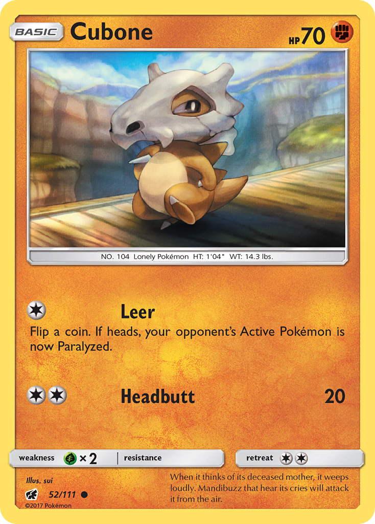 Cubone – Crimson Invasion 52/111 Pokémon card