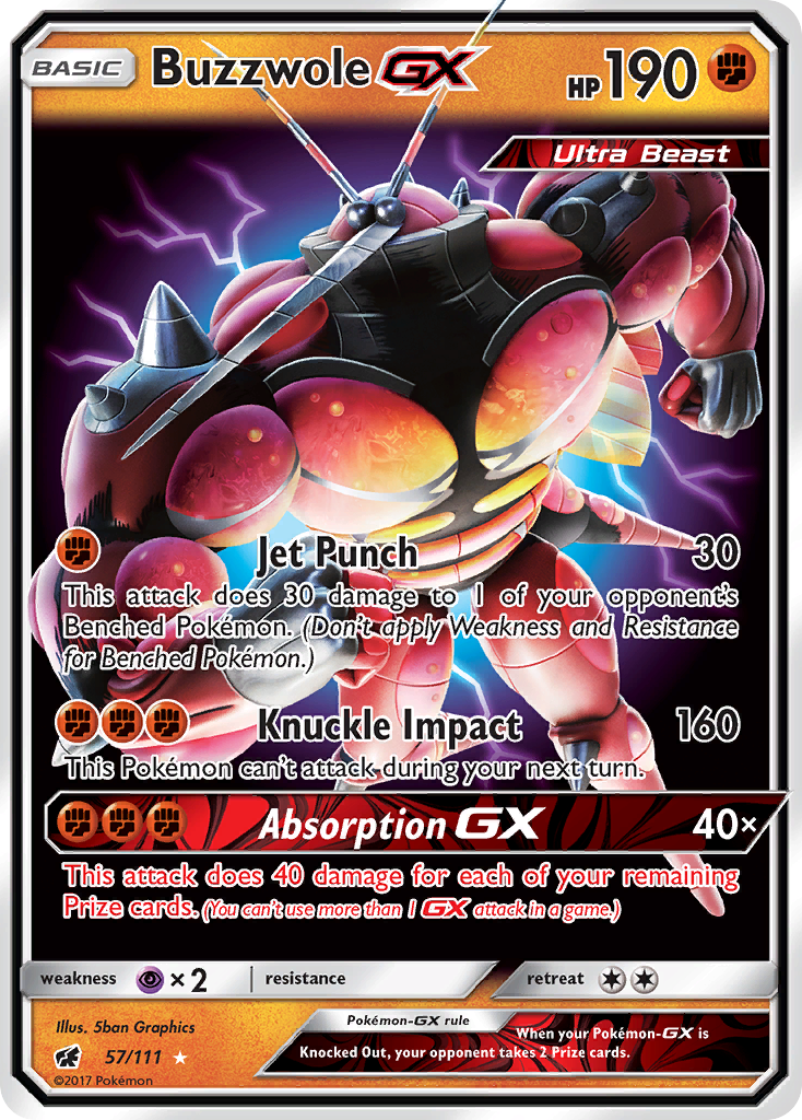 Buzzwole-GX – Crimson Invasion 57/111 Pokémon card