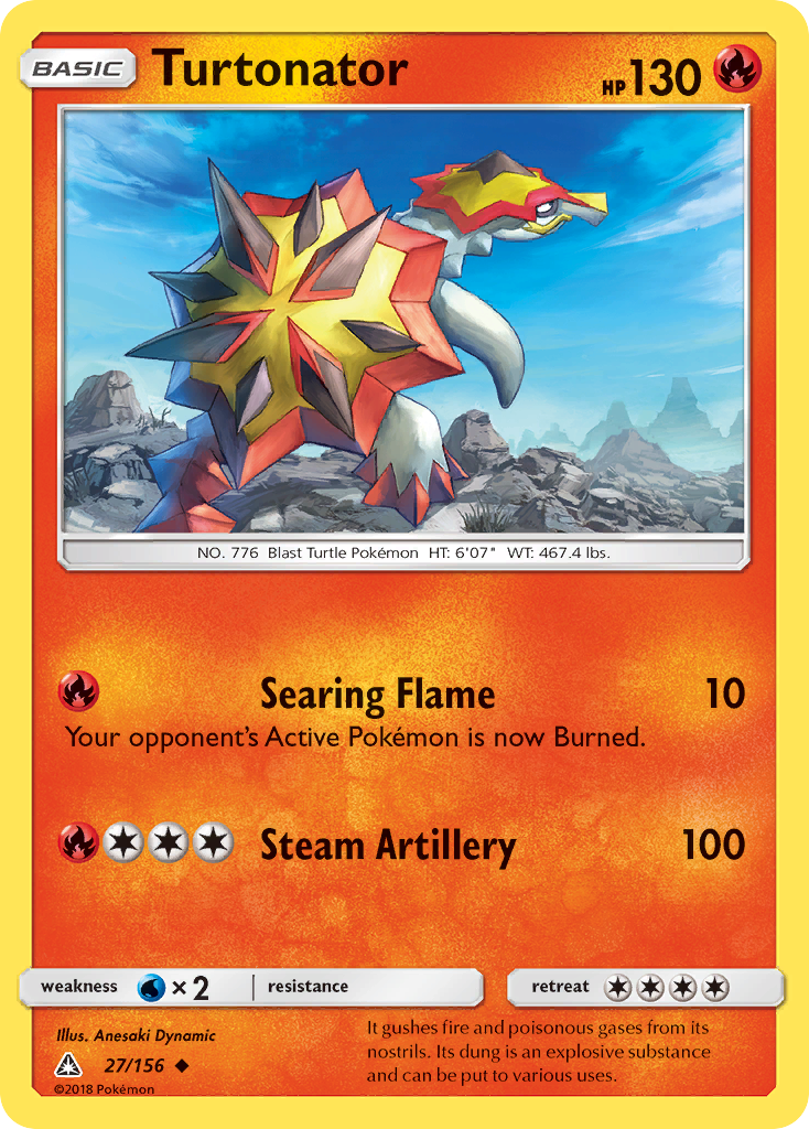 Turtonator – Ultra Prism 27/156 Pokémon card