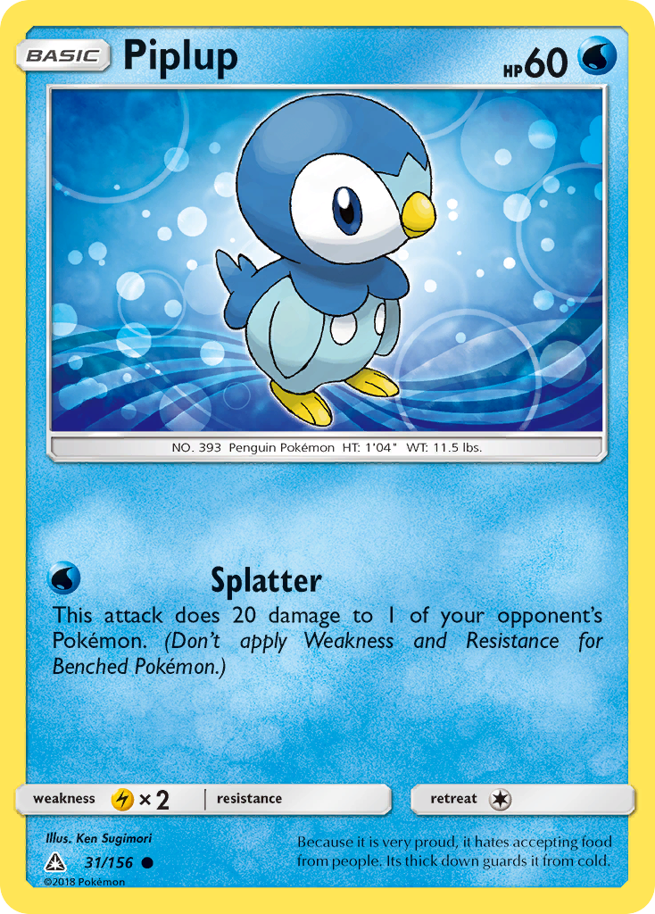 Piplup – Ultra Prism 31/156 Pokémon card