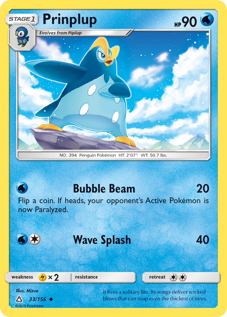 Prinplup – Ultra Prism 33/156 Pokémon card