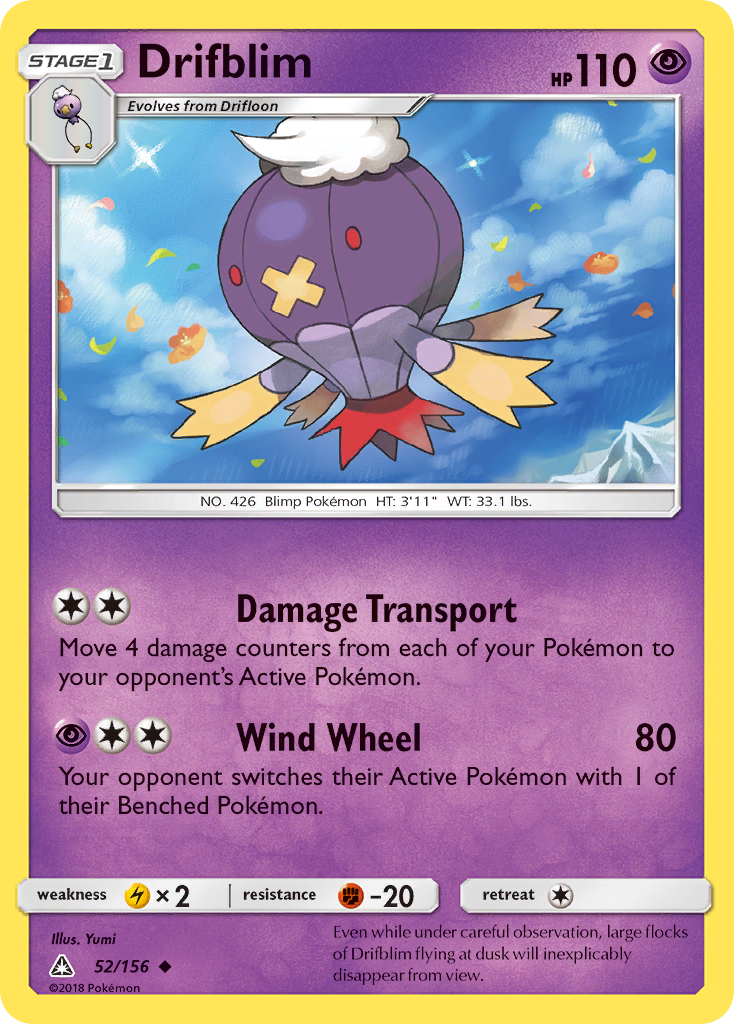Drifblim – Ultra Prism 52/156 Pokémon card