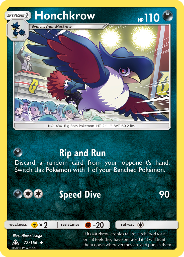 Honchkrow – Ultra Prism 72/156 Pokémon card