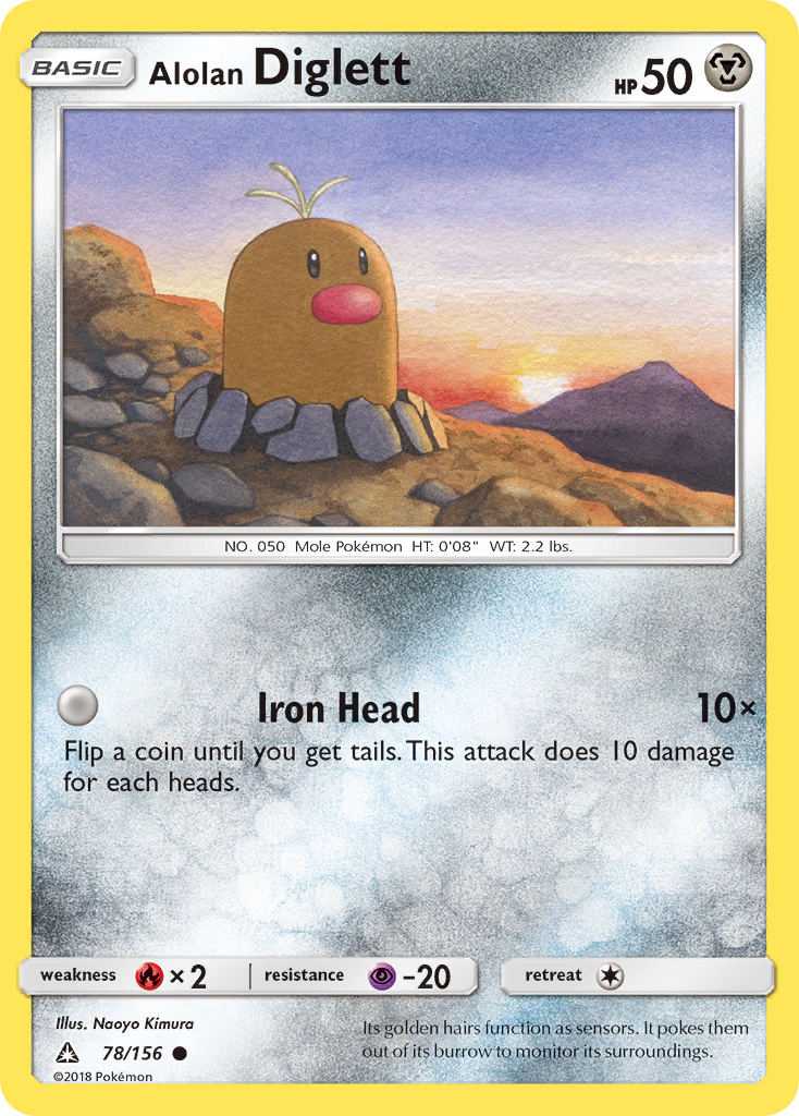 Alolan Diglett – Ultra Prism 78/156 Pokémon card