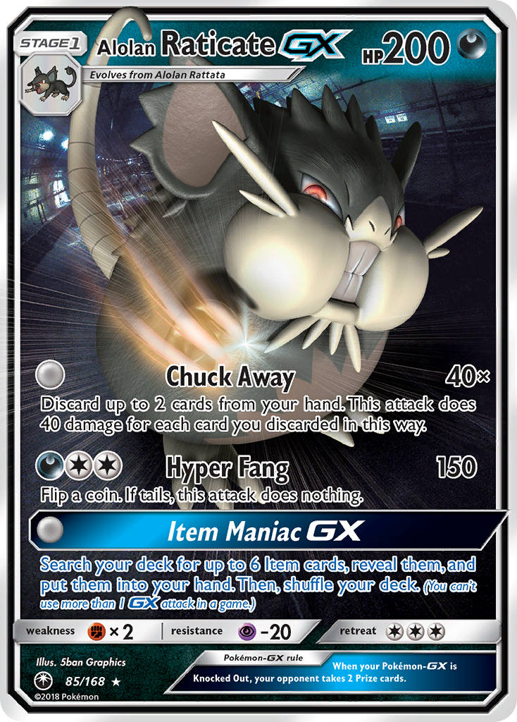 Alolan Raticate-GX – Celestial Storm 85/168 Pokémon card