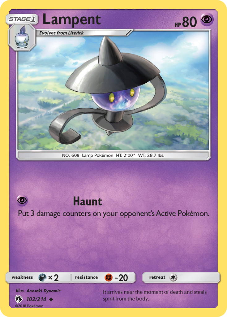 Lampent – Lost Thunder 102/214 Pokémon card