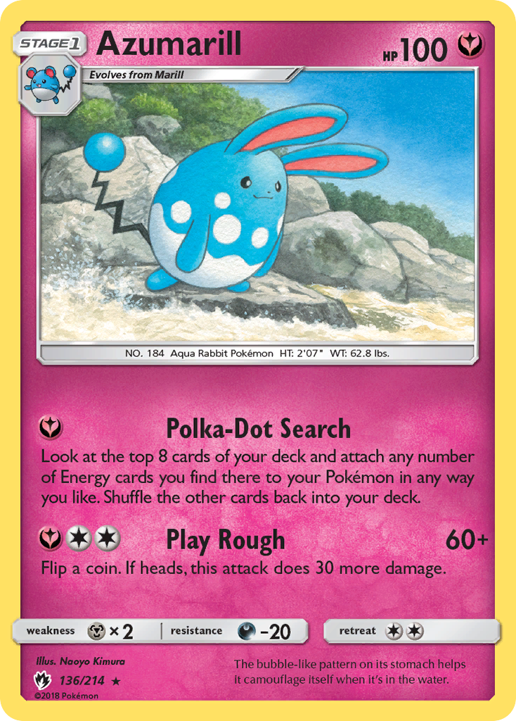 Azumarill – Lost Thunder 136/214 Pokémon card