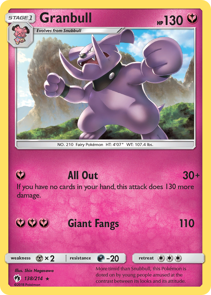 Granbull – Lost Thunder 138/214 Pokémon card