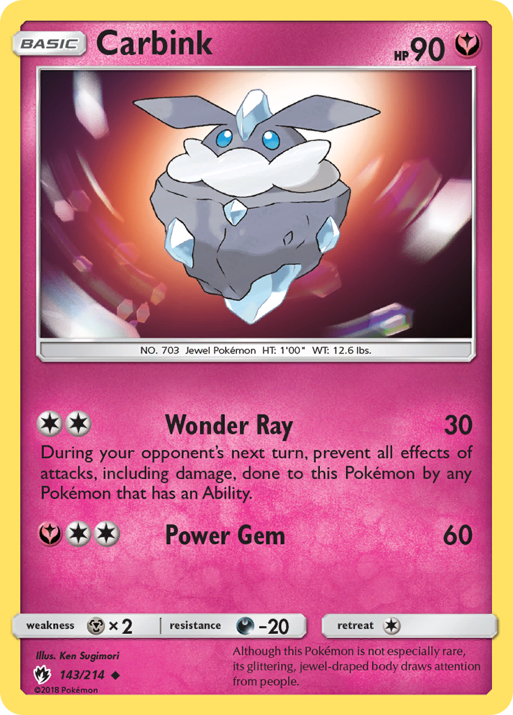 Carbink – Lost Thunder 143/214 Pokémon card