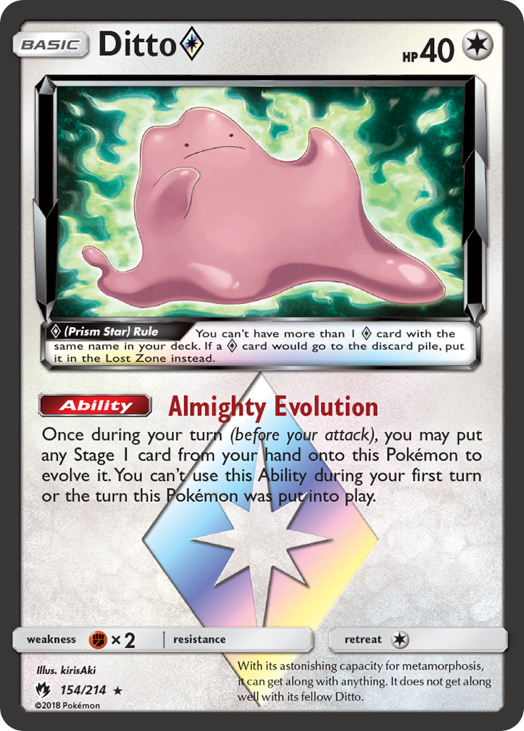 Ditto ◇ – Lost Thunder 154/214 Pokémon card
